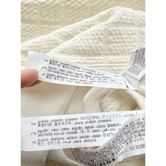 NWOT ZARA Ivory White Plush Quilted Jersey Sweatshirt Mini Skirt Set, Size M/L - Picture 11 of 12